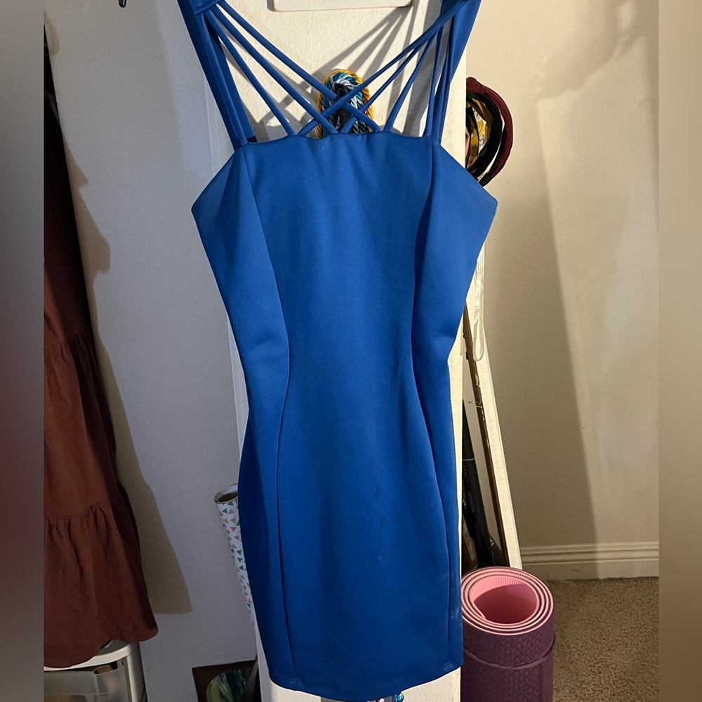 Royal blue medium strappy mini dress